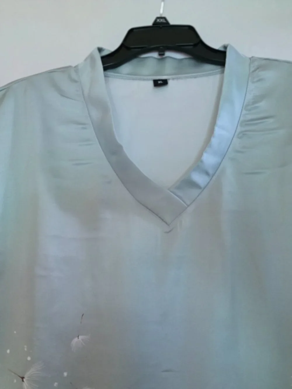 Light Blue Floral V-Neck Women's Top SIZE XL